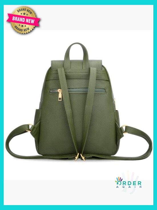 Quilted Faux Leather Backpack Purse with Gold Hardware Adjustable Straps main image 6